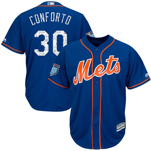 Mets #30 Michael Conforto Blue 2018 Spring Training Cool Base Stitched MLB Jersey - Click Image to Close